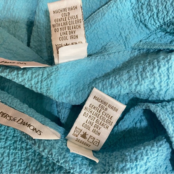 Draper’s & Damon’s 2pc Cyan Blue Crinkle Texture Blouse Set - Picture 3 of 8